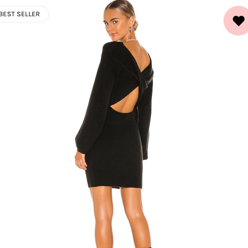 Revolve Majorelle Black Sweater Dress W/ Cut Out Back M